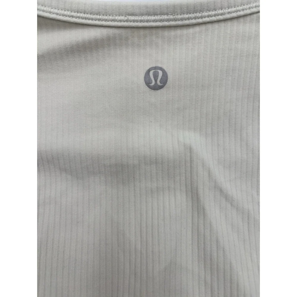 Lululemon Ribbed Ruched Side Long Sleeve Top Ivory Cream Fitted Women's